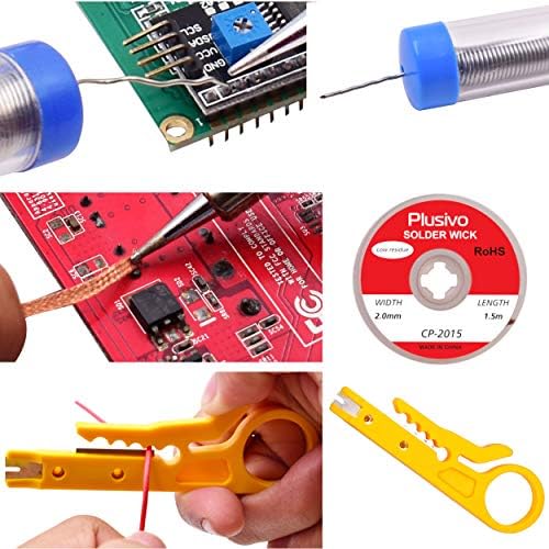 Soldering Iron Kit, 60W Soldering Iron, 5 Soldering Iron Tips, 21-in-1 Adjustable Temperature, Solder Wire, Stand, Desoldering Pump, Soldering Welding Iron Kit for Electronics Hobby DIY 110V US Plug