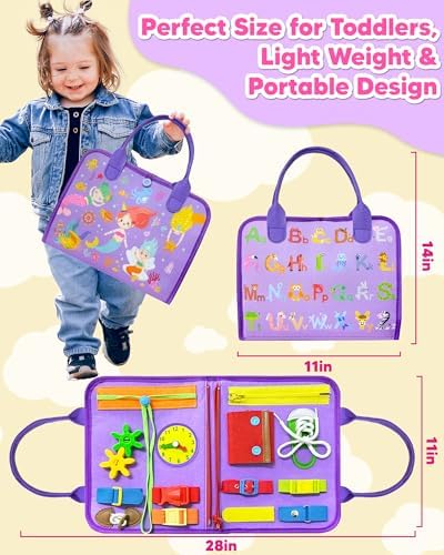 Exorany Busy Board Montessori Toys for Toddler Boy Girl Birthday Gifts, Busy Book Sensory Learning Toys for Toddlers, Toddler Airplane Car Travel Toy Educational Activities