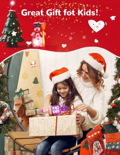Amazmic Kids Karaoke Microphone Machine Toy Bluetooth Microphone Portable Wireless Karaoke Machine Handheld with LED Lights, Gift for Children Adults Birthday Party, Home KTV(Purple)
