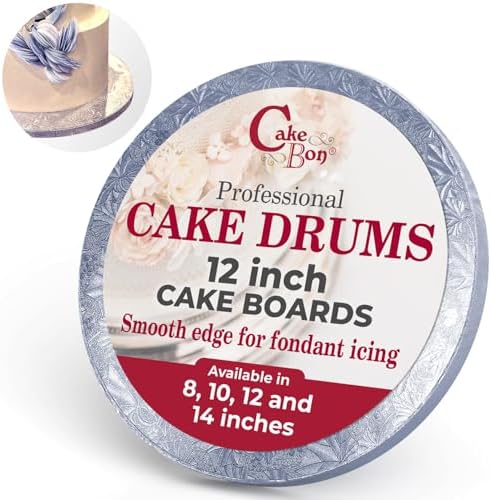 Cakebon Cake Boards - Sturdy 1/2 Inch Thick Drums - 12 Inch Professional Smooth Straight Edges Silver 6-Pack