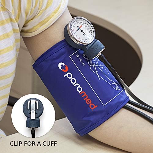 PARAMED Aneroid Sphygmomanometer – Manual Blood Pressure Cuff with Universal Cuff 8.7-16.5" and D-Ring – Carrying Case in The kit – Blue – Stethoscope Not Included