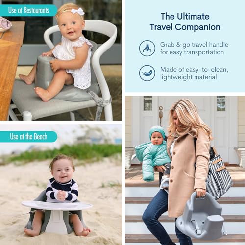 Upseat – The Original Ergonomic Baby Floor & Booster Seat with Tray, Developed with Physical Therapists for Upright Posture & Healthy Hip Development, 4–24 Months, Dishwasher-Safe Extra-Large Tray