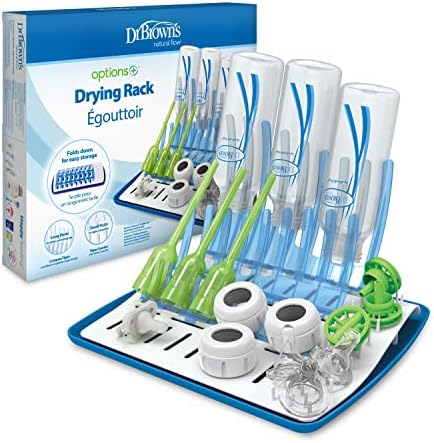 Dr. Brown's Baby Bottle Cleaning Brush with Sponge and Scrubber - Blue - 3pk and Universal Baby Bottle and Accessory Drying Rack