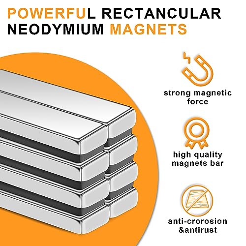 MIKEDE 30 Pcs Strong Neodymium Bar Magnets with Epoxy Coating,Waterproof Magnets with Adhesive Backing for Tool Room, Kitchen, Crafts, Whiteboard, Cabinet Doors - 1.57 x 0.39 x 0.20 in