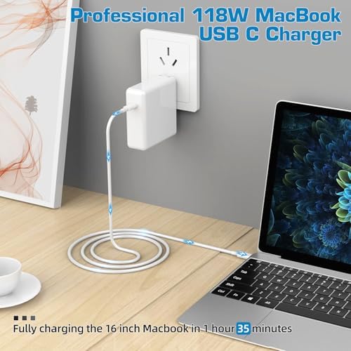 Mac Book Pro Charger - 118W USB C Charger Fast Charger Compatible with MacBook Pro, MacBook Air, M1 M2 M3 M4, iPad pro, Samsung Galaxy and All USB-C Devices, 6.6ft Cable