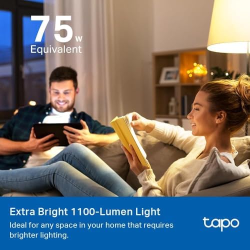 TP-Link Tapo Smart Light Bulbs, 1100 Lumens High Brightness (75W Equivalent), Matter-Certified, 16M Colors WiFi Light Bulb, Dimmable, Works w/Siri, Alexa & Google Home, A19 E26, Tapo L535E(2-Pack)