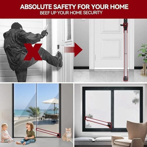 AceMining Upgraded Door Security Bar & Sliding Patio Bar, Heavy Duty Stoppers Adjustable Jammer for Home, Apartment, Travel (1 Pack,White)