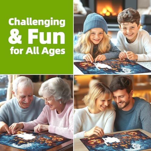 Halloween Jigsaw Puzzles 500 Pieces for Adults - Spooky Haunted House Puzzle with Jack-O-Lanterns, Bats & Full Moon - 500 Piece Puzzles for Adults, Families & Seniors - 23"x15"