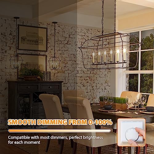 Dimmable E12 Candelabra LED Light Bulbs 40W Equivalent, 2700K Soft Warm White Chandelier Light Bulbs, 4W 460 LM Flame Tip Candle Light Bulbs, 12-Pack