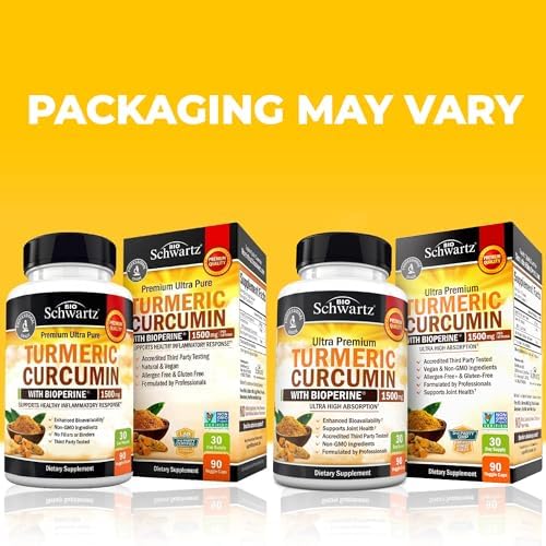 Turmeric Curcumin with Black Pepper Extract 1500mg - High Absorption Ultra Potent Turmeric Supplement with 95% Curcuminoids and BioPerine - Non GMO Tumeric Capsules for Joint Support - 90 Capsules