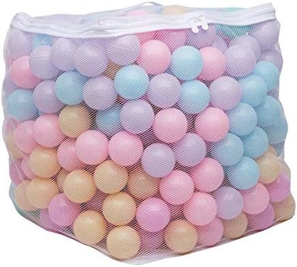 Amazon Basics BPA Free Crush-Proof Plastic Ball, Pit Balls with Storage Bag, Toddlers Kids 12+ Months, Pack of 400 Balls, 6 Pastel Colors