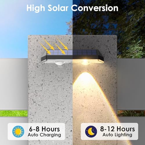 Solar Fence Lights Outdoor - 2700/4000/6000K 3 Mode, Solar Fence Lights Outdoor Waterproof LED, Fence Light Solar Powered for Outside, Backyard/Railing/Step/Patio/Wall and Home Improvement(8 Pack)