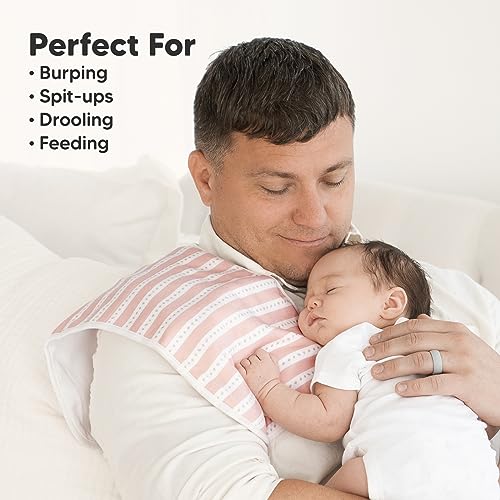 Organic Burp Cloths Baby Boy & Girl - 5-Pack Super Absorbent Cotton Burping Cloths for Babies, Soft & Plush Newborn Spit Up Rags, Infant Towels for Milk Spit Up, Unisex, Large 21" x 10" (Sweet Charm)