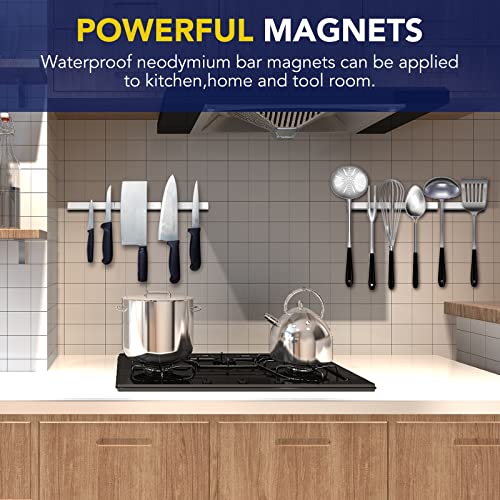 MIKEDE 50 Pack Neodymium Bar Magnets, Super Strong Heavy Duty with Double-Sided Adhesive, Powerful Rare Earth Magnets Bars for Craft, Fridge, Kitchen, Office - 60x10x3mm