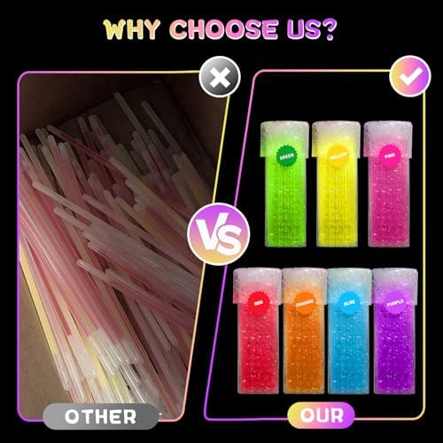Ultra Bright Christmas Glow Sticks - 500PRO Party Pack with Connectors for Christmas, Neon Birthday and Holidays - Multicolor 8" Glow Sticks Necklaces Bulk
