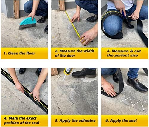 Jin&Bao Universal Garage Door Threshold Seal Strip 20FT Kit, Bottom Waterproof Rubber Weather Stripping Replacement(Yellow, 2 Adhesive)