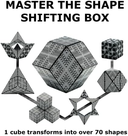 Shashibo Shape Shifting Box - STEM Magnetic Fidget Cube That Transforms Into Over 70 Shapes, Download Fun in Motion Toys Mobile App (Black & White)