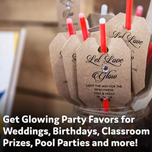 PartySticks Red Glow Sticks - 100pk, 8 Inch Glow in The Dark Light Up Sticks - Party Favors, Decorations, Necklaces and Bracelets with Connectors