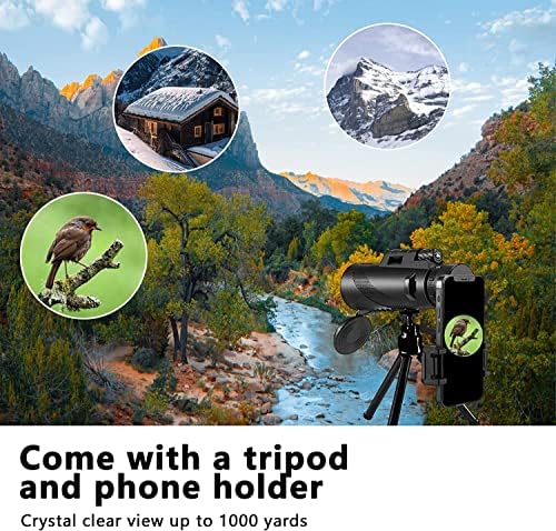 80x100 Monocular-Telescope High Powered for Smartphone Monoculars for Adults High Definition Monocular Telescope for Stargazing Hunting Wildlife Bird Watching Travel Camping Hiking