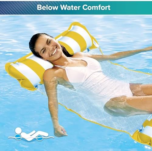 Aqua 4-in-1 Monterey Hammock Pool Float & Water Hammocks, 1-2-3-4 Multipacks – Multiple Colors/Styles – for Adults and Kids Floating