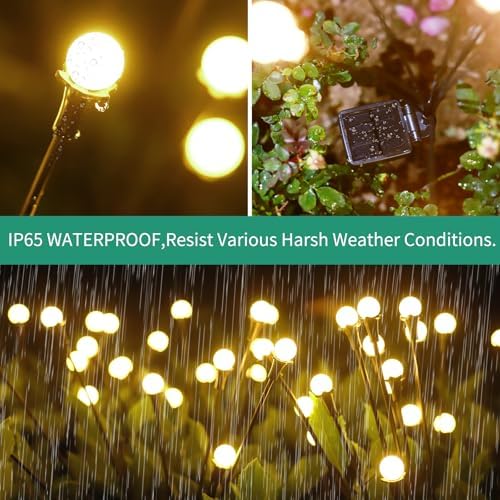 Solar Lights Outdoor Waterproof 4 Pack of 32 LEDs Garden Patio Firefly Decoration Unique Gifts Women Grandparents