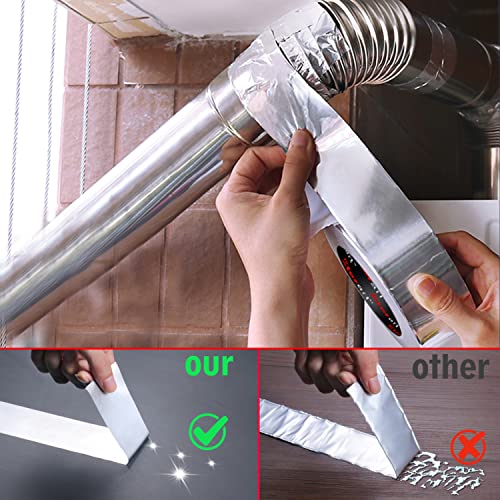 Aluminum Foil Duct Tape Heavy Duty,High Temperature Sealing and Patching,for HVAC,Air Ducts,Metal Repair, Foamboard,Insulation,Dryer Vent and More,2 Inch x 40 Yards,Silver