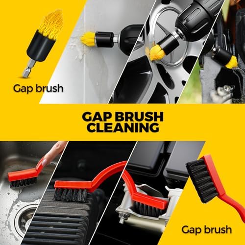 Holikme 22Pack Drill Brush Attachments Set,Scrub Pads & Sponge, Buffing Pads,Power Scrubber Brush,Car Polishing Pad Kit,Wax Applicator Pad,Car Cleaning Kit,Masonry Brushes,Cleaning Supplies