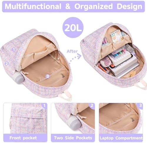 School Backpack for Teen Girls Bookbags Elementary High School Corduroy Laptop Bags Women Travel Daypacks