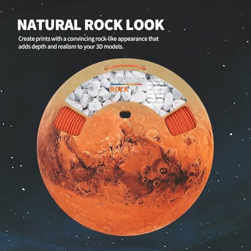 OVERTURE Rock PLA Filament 1.75mm, Marble PLA 3D Printer Filament 1kg Spool (2.2lbs), Dimensional Accuracy +/- 0.02 mm, Fit Most FDM Printer (Mars Red)