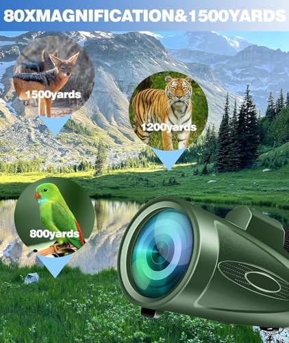 Monocular Telescope 80x100 HD Monoculars for Adults with Tripod & Phone Adapter Monoculars for Bird Watching Stargazing Camping Hiking Hunting Wildlife Travel-Green