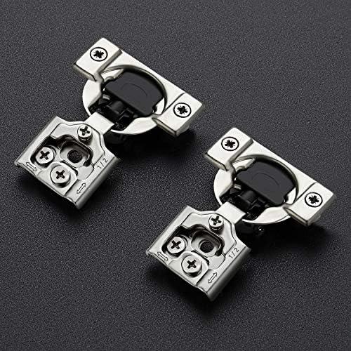 Ravinte 60 Pack (30 Pairs) 1/2 Inch Overlay Soft Close Hinges for Kitchen Cabinets - Satin Nickel Hidden Concealed Hinge, Stainless Steel, Self Closing