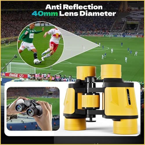 12x40 HD Binoculars for Adults and Kids High Powered, Clear Large View & Low Light Night Vision, Waterproof Binoculars for Hunting, Birds Watching, Cruise Ship, Theaters, Travel and Stargazing