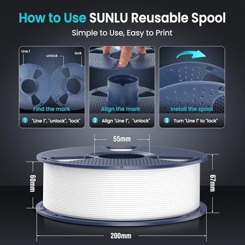 SUNLU PLA 3D Printer Filament PLA Filament 1.75mm, Neatly Wound 3D Printing Filament 1.75mm, Dimensional Accuracy +/- 0.02 mm, Fit Most FDM 3D Printers, 1kg Spool (2.2lbs), Midnight Black