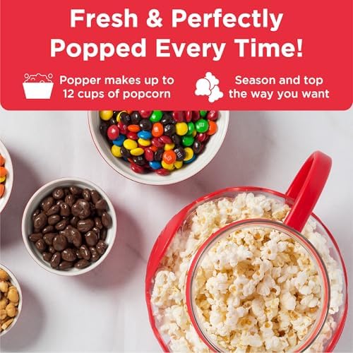 Ecolution Patented Micro-Pop Microwave Popcorn Popper with Temperature Safe Glass, 3-in-1 Lid Measures Kernels and Melts Butter, Made Without BPA, Dishwasher Safe, 3-Quart, Red