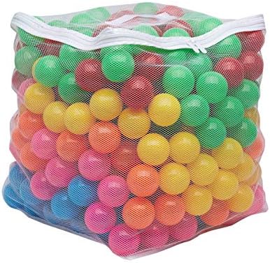 Amazon Basics BPA Free Crush-Proof Plastic Ball, Pit Balls with Storage Bag, Toddlers Kids 12+ Months, Pack of 400 Balls, 6 Bright Colors