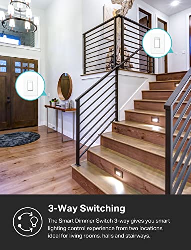 Kasa Smart 3 Way Dimmer Switch KIT, Dimmable Light Switch Compatible with Alexa, Google Assistant and SmartThings, Neutral Wire Needed, 2.4GHz, ETL Certified, No Hub Required, White (KS230 KIT v2)