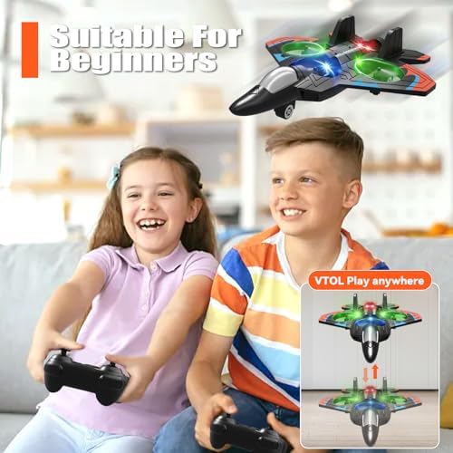 4DRC V32 Foam Remote Control Airplanes RC Planes for Kids Adults 8-16, RC Airplane Helicopter Drone Fighter Jet with Light, 360° Flip, Stunt Roll, Airplane Toy Gifts for Kids Boys Adults Beginners
