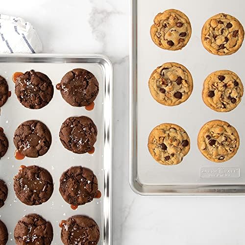 Nordic Ware Naturals Half Sheet - USA Made Aluminum Commercial Quality Sheet Pan for Baking or Roasting, Encapsulated Galvanized Steel Rim Prevents Warping, 2-Pack