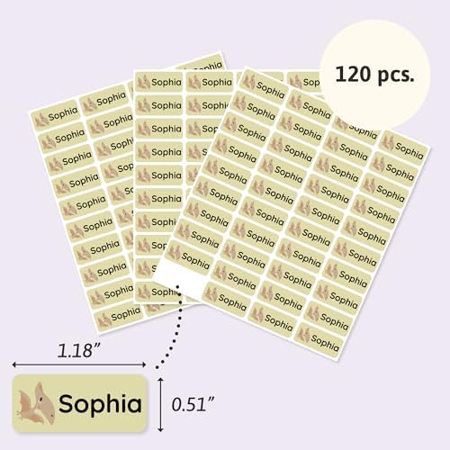 โ Personalized Name Labels for Kids (120) โ Waterproof & Durable Stickers for Clothing, School & Daycare Items - Dinosaurs