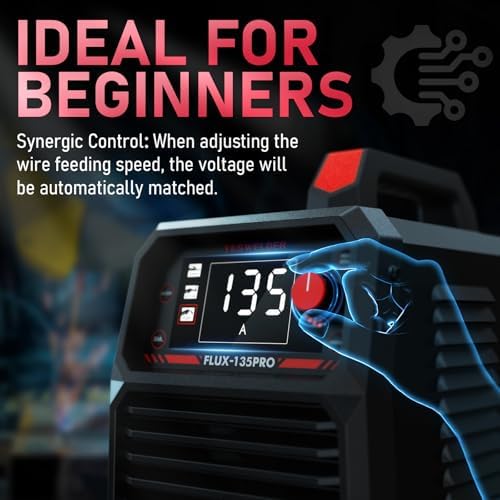 YESWELDER 135Amp MIG Welder,110V Flux Core Welder Flux Core MIG/Lift TIG/Stick 3-in-1 Large LED Digital Display Welding Machine IGBT Inverter Welder FLUX-135PRO