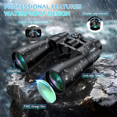 20x60 Binoculars for Adults High Powered, Waterproof & Fog Proof Compact Binoculars for Bird Watching with Low Light Vision, Hunting,Travel,Includes Carrying Bag