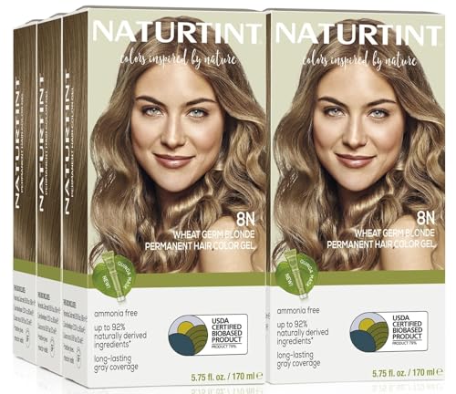 Naturtint 8N Wheat Germ Blonde Permanent Hair Color (Pack of 6), Ammonia Free, Vegan, Cruelty Free, up to 100% Gray Coverage, Long Lasting Results (Packaging may vary)