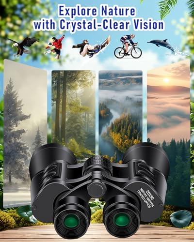 20x50 High Powered Binoculars for Adults, Clear Durable Binoculars for Bird Watching Sightseeing Wildlife Watching Travel Hunting Football Games Stargazing with Carrying Case & Strap