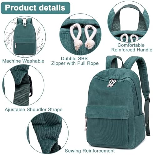 School Backpack for Teen Girls Bookbags Elementary High School Corduroy Laptop Bags Women Travel Daypacks