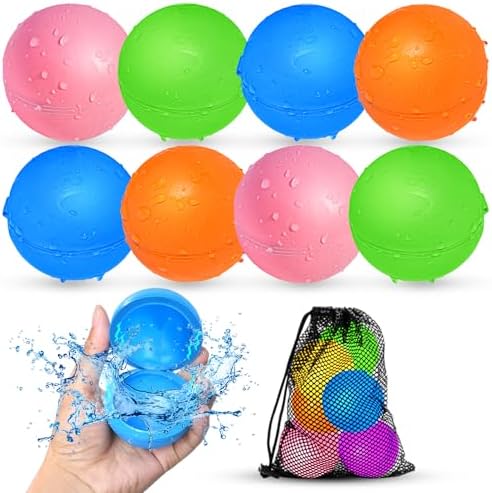 Reusable Water Balloons, Water Bombs Splash Ball, Magnetic Water Ball for Outdoor Games, Summer Party(8Pcs)