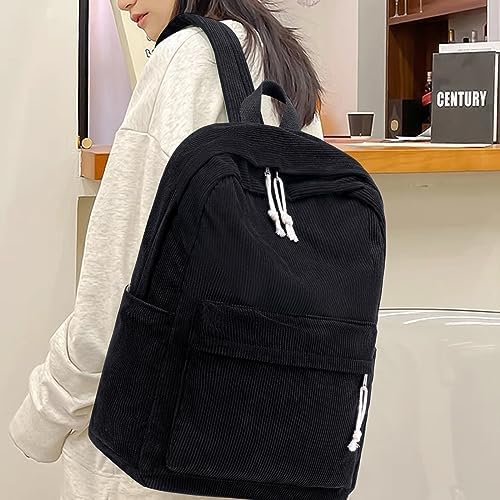 School Backpack for Teen Girls Bookbags Elementary High School Corduroy Laptop Bags Women Travel Daypacks