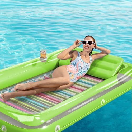 Inflatable Tanning Pool Lounger Float - Jasonwell 4 in 1 Sun Tan Tub Sunbathing Pool Lounge Raft Floatie Toys Water Filled Tanning Bed Mat Pad for Adult Blow Up Kiddie Pool Kids Ball Pit Pool