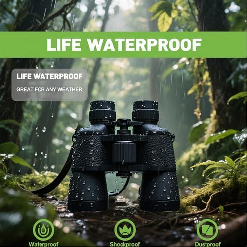 20x50 Binoculars for Adults,Compact Binocular High Power Easy Focus with Low Light Vision,Waterproof Binoculars for Bird Watching,Performances,Hunting,Sports Games,Travel with Carrying Bag