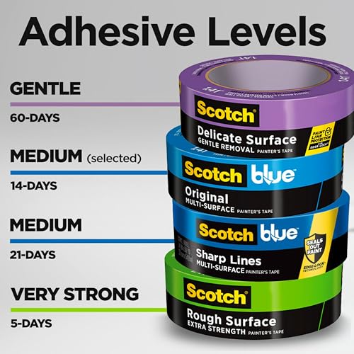 ScotchBlue Original Multi-Surface Painter's Tape, 0.94 Inches x 60 Yards, 4 Rolls, Blue, Paint Tape Protects Surfaces and Removes Easily, Multi-Surface Painting Tape for Indoor and Outdoor Use