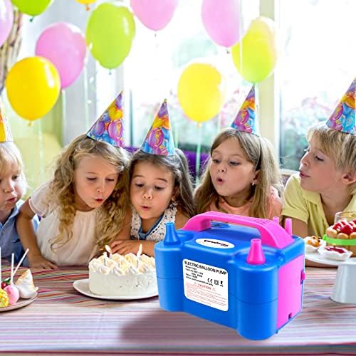 FLSEPAMB Balloon Pump, Electric Balloon Pump, Portable Dual Nozzle 110V 600W Electric Balloon Blower, Balloon Pump Electric for Party Decorations with Tying Tool, Colored Ribbons